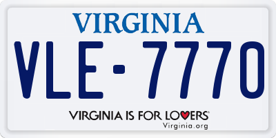 VA license plate VLE7770