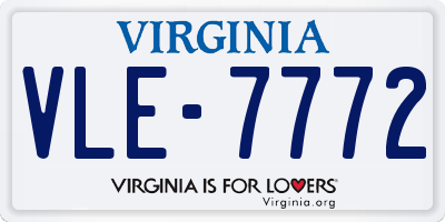 VA license plate VLE7772