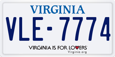 VA license plate VLE7774