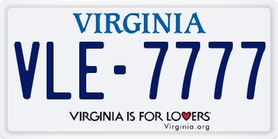 VA license plate VLE7777