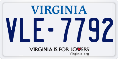 VA license plate VLE7792