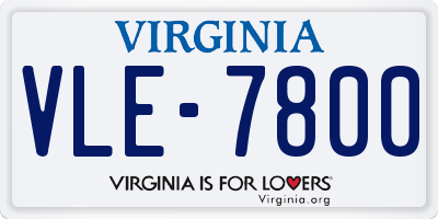 VA license plate VLE7800