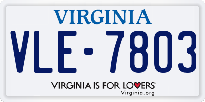 VA license plate VLE7803