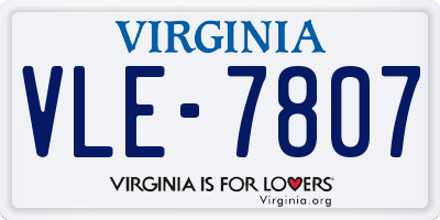 VA license plate VLE7807