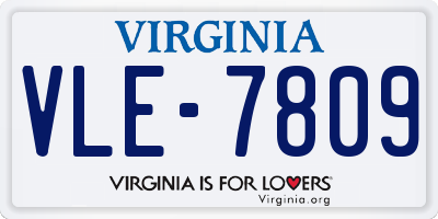 VA license plate VLE7809