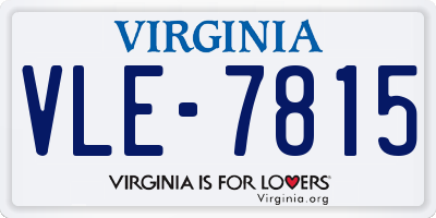 VA license plate VLE7815