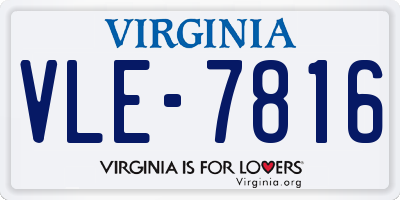 VA license plate VLE7816