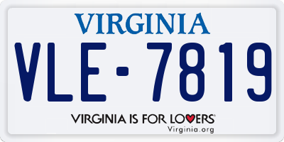 VA license plate VLE7819