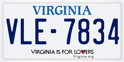 VA license plate VLE7834