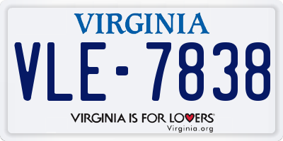 VA license plate VLE7838