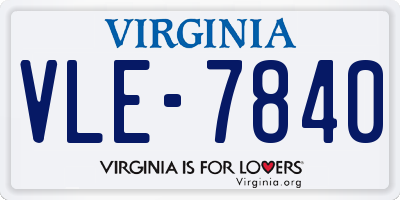 VA license plate VLE7840