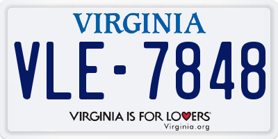 VA license plate VLE7848