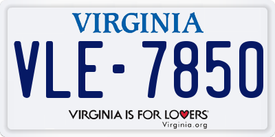 VA license plate VLE7850