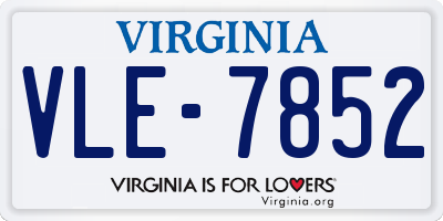 VA license plate VLE7852