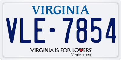 VA license plate VLE7854