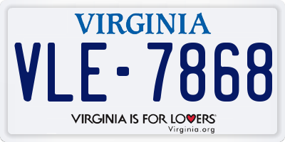 VA license plate VLE7868