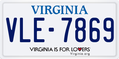 VA license plate VLE7869