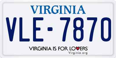 VA license plate VLE7870