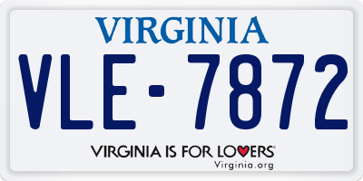 VA license plate VLE7872