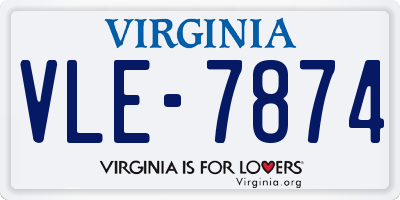 VA license plate VLE7874