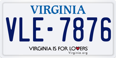 VA license plate VLE7876