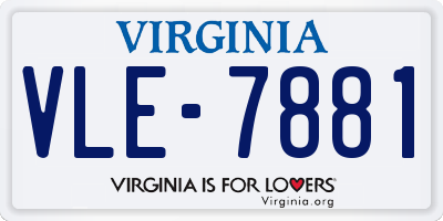 VA license plate VLE7881