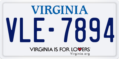 VA license plate VLE7894