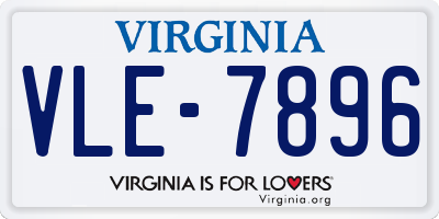 VA license plate VLE7896