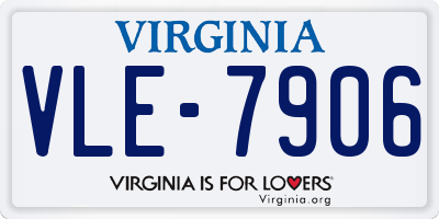 VA license plate VLE7906