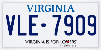 VA license plate VLE7909