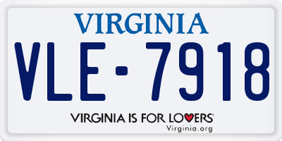 VA license plate VLE7918