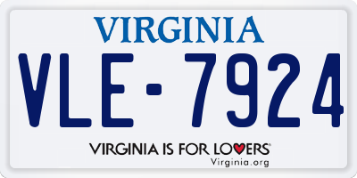 VA license plate VLE7924