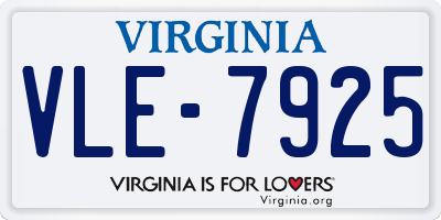 VA license plate VLE7925