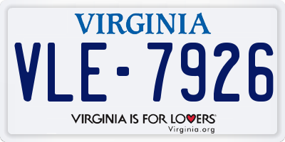 VA license plate VLE7926