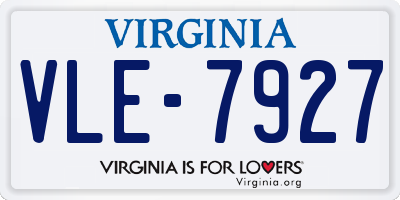 VA license plate VLE7927
