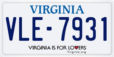 VA license plate VLE7931