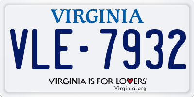 VA license plate VLE7932