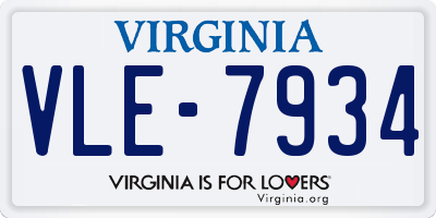 VA license plate VLE7934