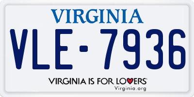 VA license plate VLE7936