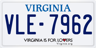 VA license plate VLE7962