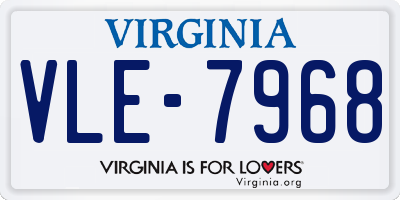 VA license plate VLE7968