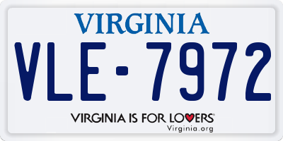 VA license plate VLE7972