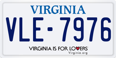 VA license plate VLE7976