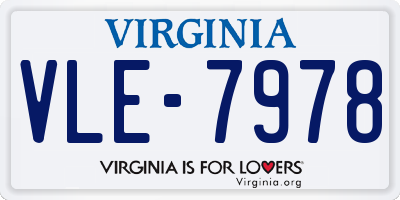 VA license plate VLE7978