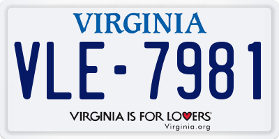VA license plate VLE7981