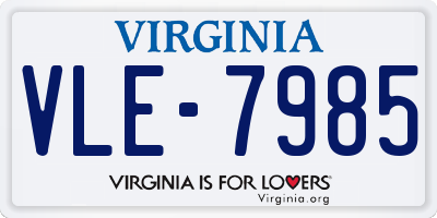 VA license plate VLE7985
