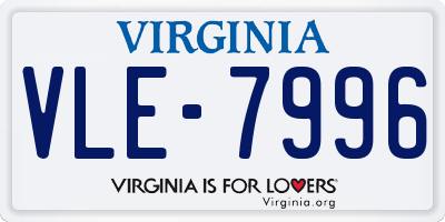 VA license plate VLE7996