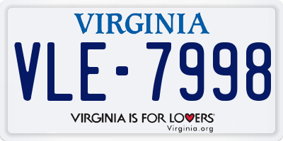 VA license plate VLE7998