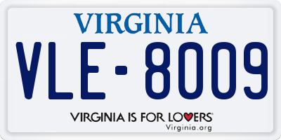 VA license plate VLE8009