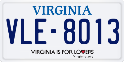 VA license plate VLE8013